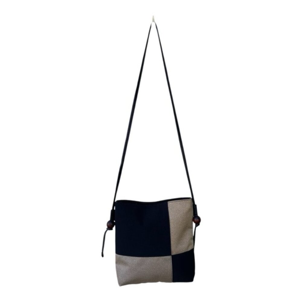 Two-Tone Checkerboard Pattern Canvas Crossbody Bag - image 2